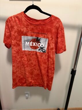 México Graphic Tie-Dye Short Sleeve Tee - Rust Orange